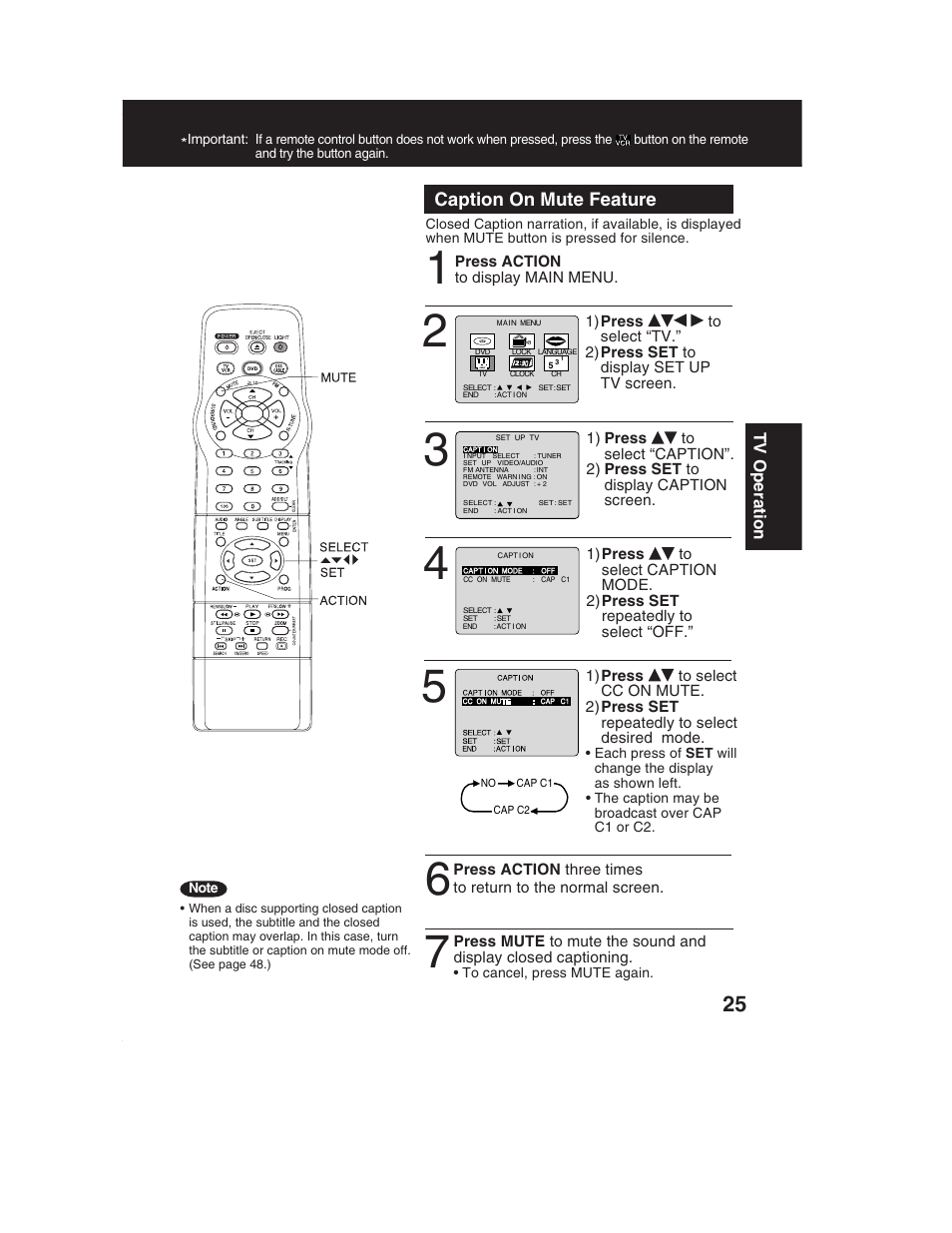 Caption on mute feature | Panasonic PV-DF2002 User Manual | Page 25 / 75