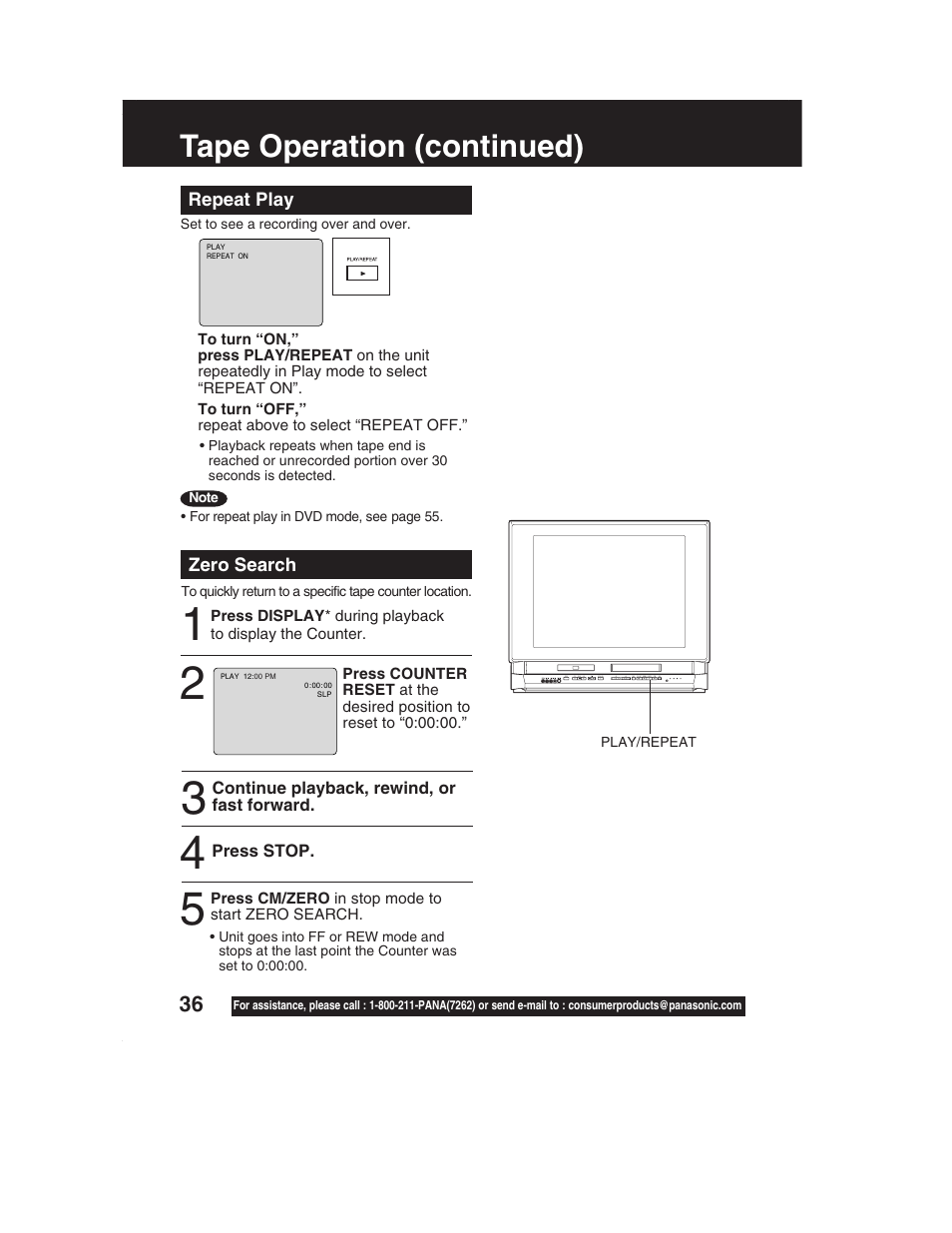 Tape operation (continued) | Panasonic PV-DF2002 User Manual | Page 36 / 75