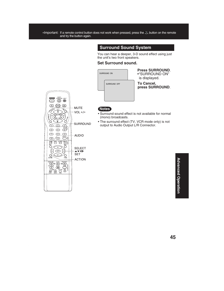 Surround sound system | Panasonic PV-DF2002 User Manual | Page 45 / 75