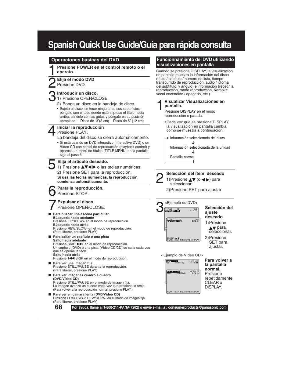 Spanish quick use guide/guía para rápida consulta | Panasonic PV-DF2002 User Manual | Page 67 / 75