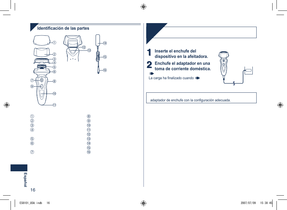 Carga | Panasonic ES8101 User Manual | Page 16 / 20