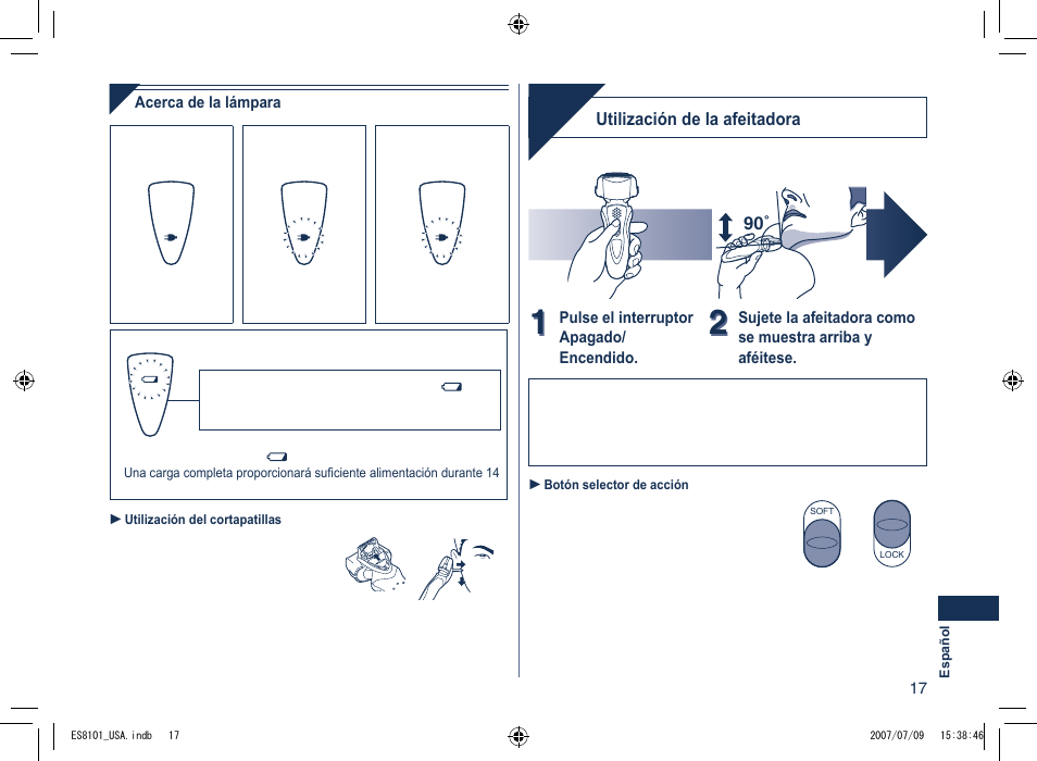 Afeitado | Panasonic ES8101 User Manual | Page 17 / 20