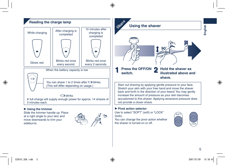 Sha ve | Panasonic ES8101 User Manual | Page 5 / 20