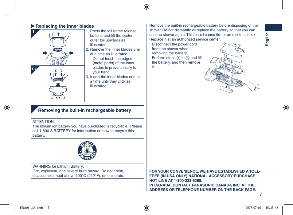 Panasonic ES8101 User Manual | Page 7 / 20