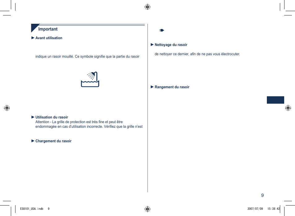 Panasonic ES8101 User Manual | Page 9 / 20