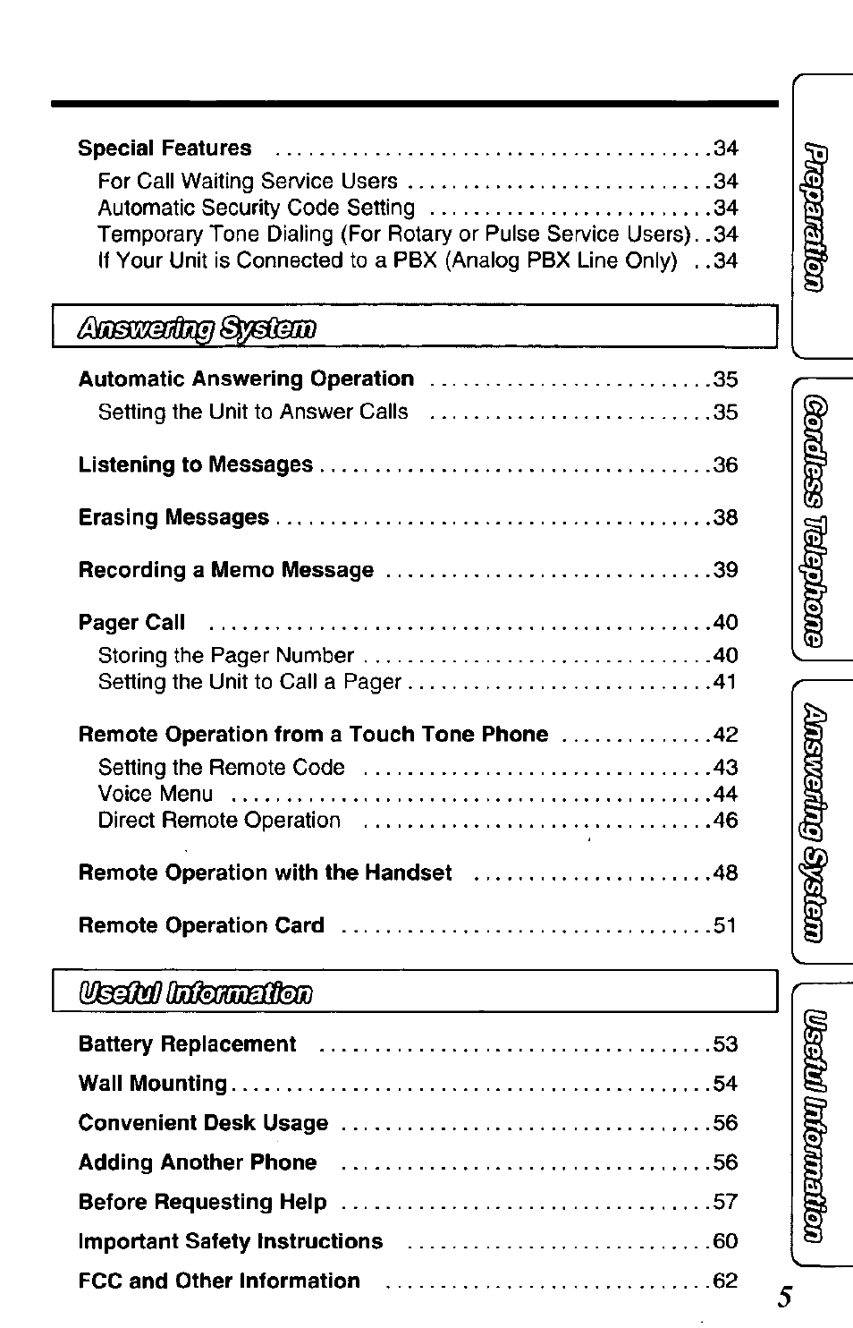 Panasonic KX-TCM424-W User Manual | Page 5 / 64