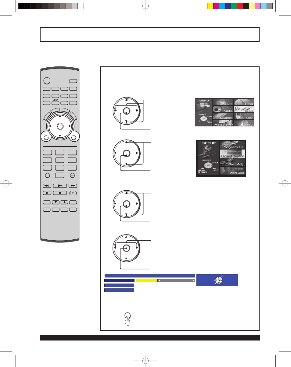 Close caption feature, Closed caption feature | Panasonic PT 43LCX64 User Manual | Page 66 / 112