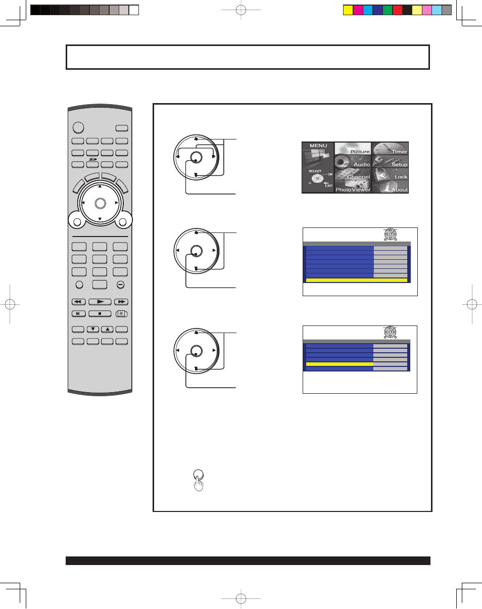 3d i/p feature, Press to display the other adjust sub-menu | Panasonic PT 43LCX64 User Manual | Page 76 / 112