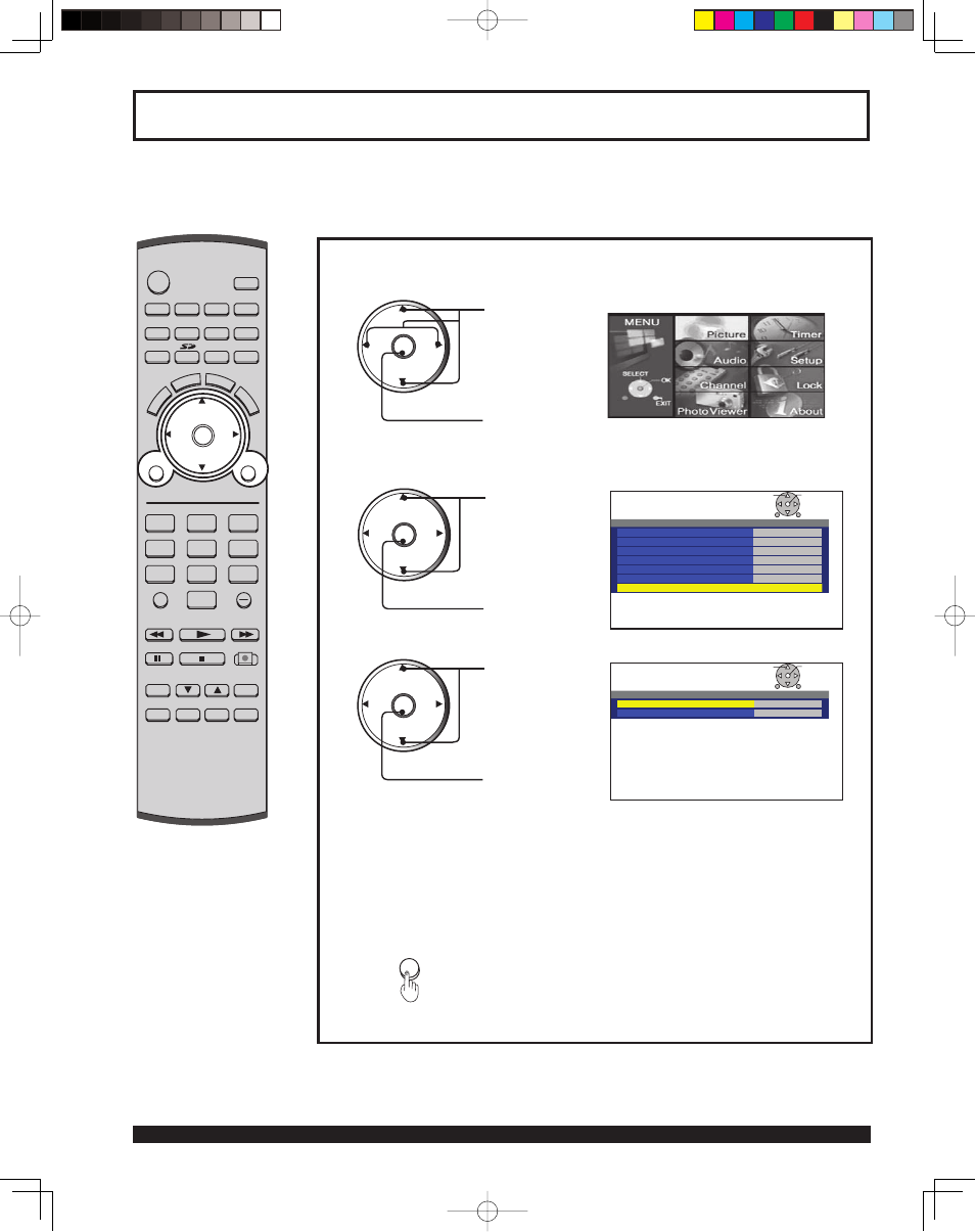 Rgb in input feature, Press to display the other adjust sub-menu | Panasonic PT 43LCX64 User Manual | Page 78 / 112