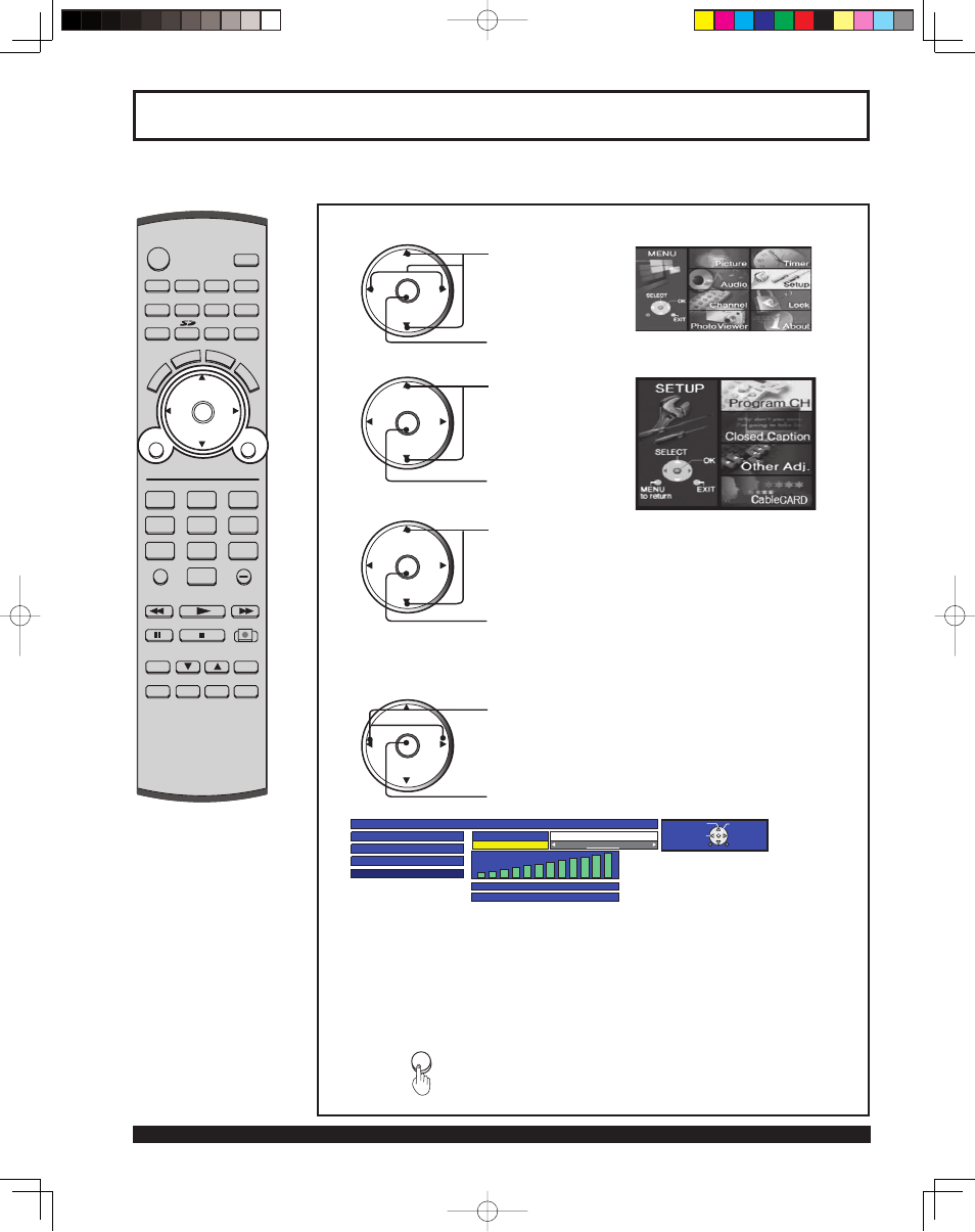 Signal meter feature, 2signal meter feature, Press to exit menu | Panasonic PT 43LCX64 User Manual | Page 82 / 112
