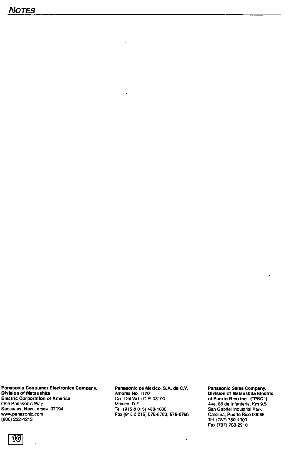 Otes | Panasonic Color Television CT-27G24 User Manual | Page 16 / 32