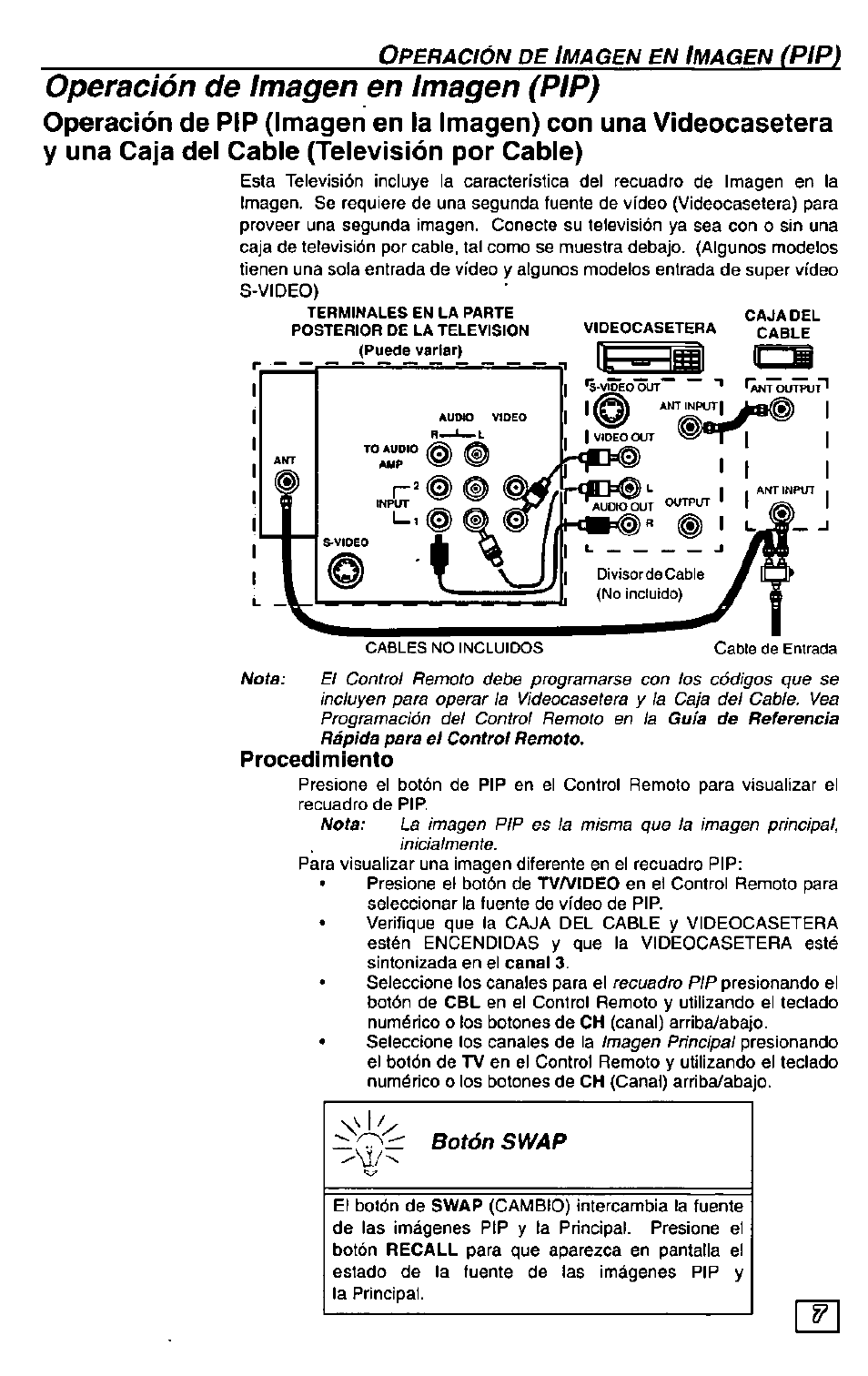 Operación de imagen en imagen (pip), Ípip) | Panasonic Color Television CT-27G24 User Manual | Page 23 / 32