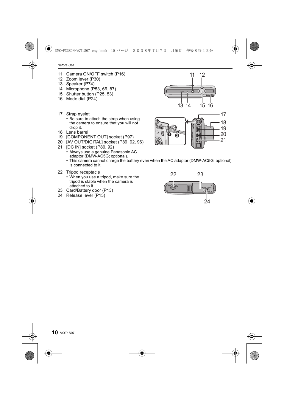 Panasonic DMC-FX38 User Manual | Page 10 / 120