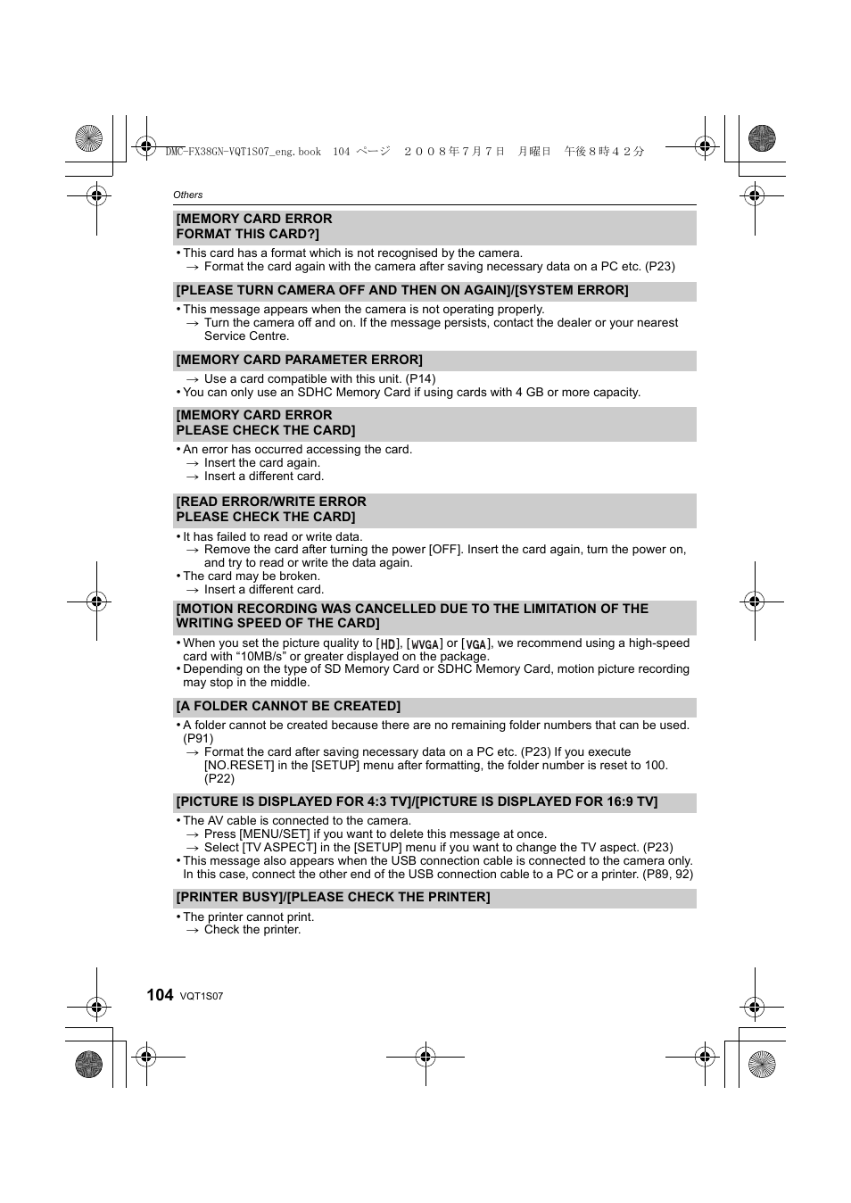 Panasonic DMC-FX38 User Manual | Page 104 / 120