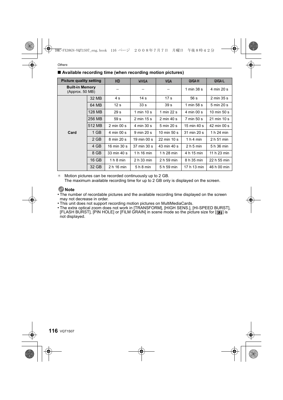 Panasonic DMC-FX38 User Manual | Page 116 / 120