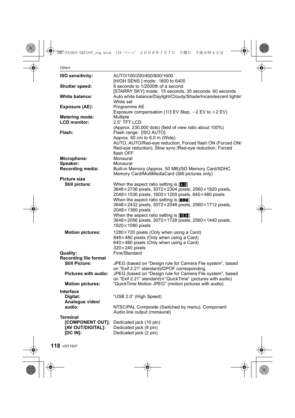 Panasonic DMC-FX38 User Manual | Page 118 / 120