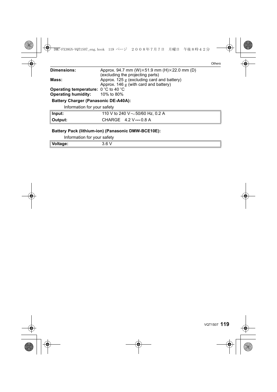 Panasonic DMC-FX38 User Manual | Page 119 / 120