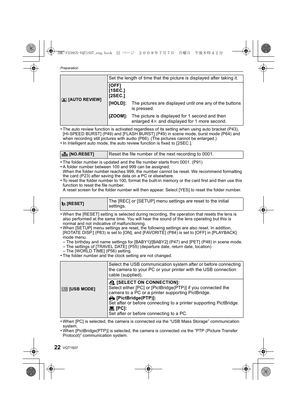 Panasonic DMC-FX38 User Manual | Page 22 / 120