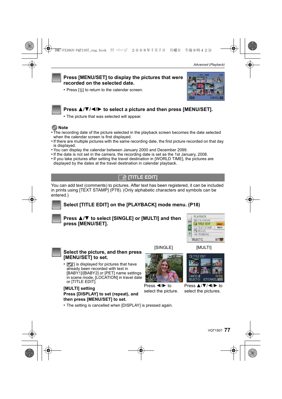 Panasonic DMC-FX38 User Manual | Page 77 / 120