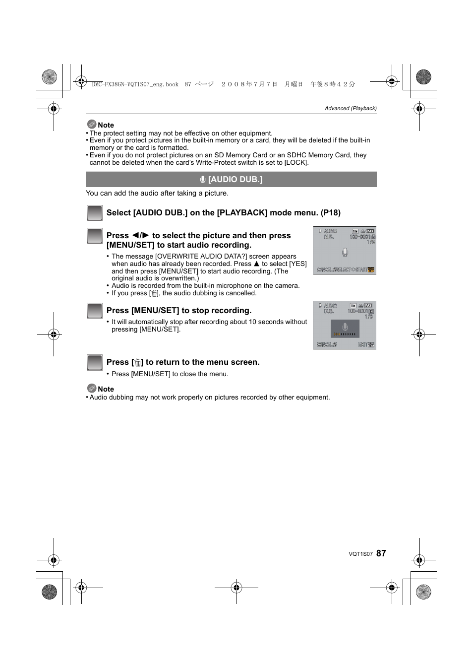 Panasonic DMC-FX38 User Manual | Page 87 / 120