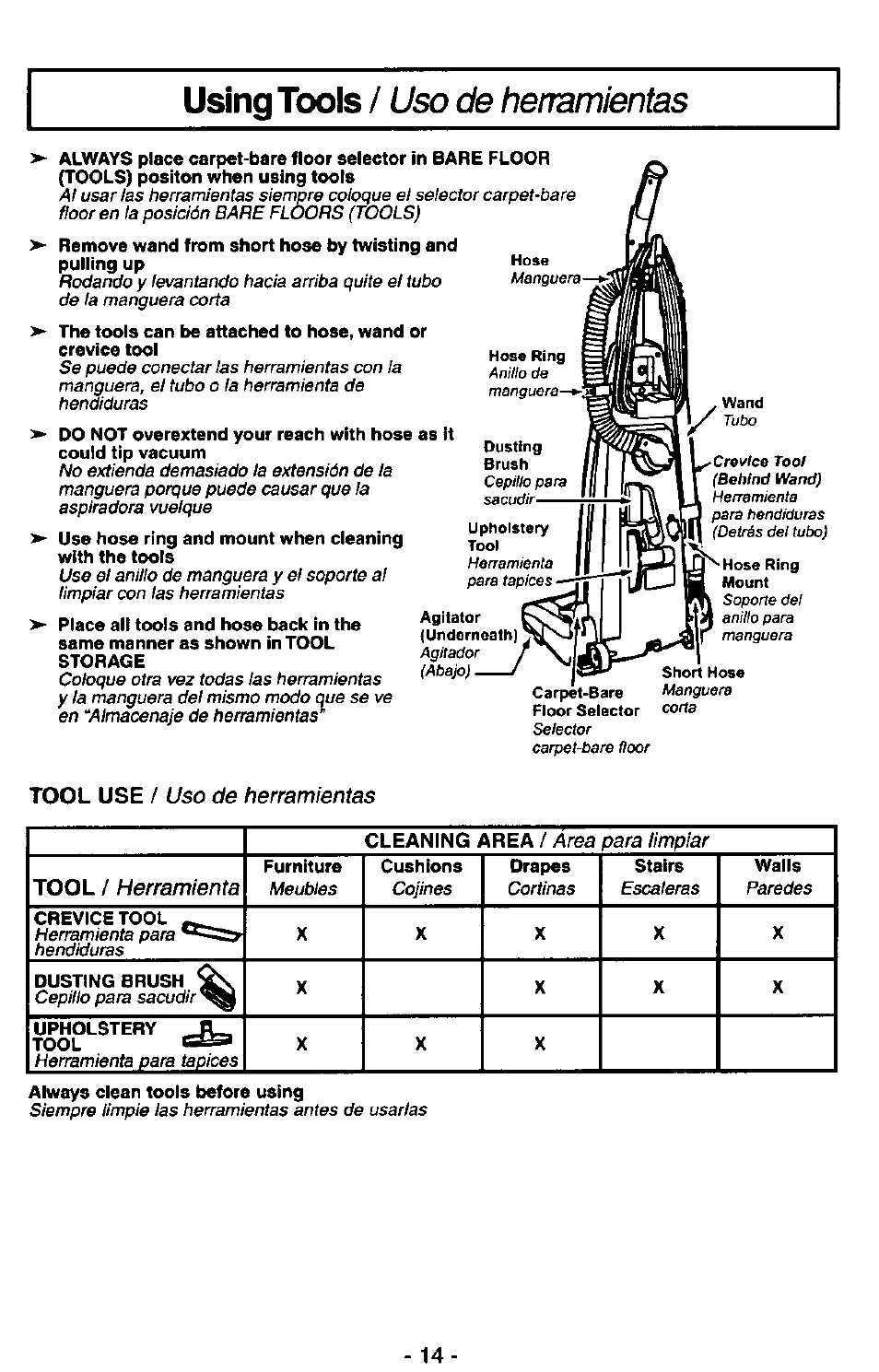 Tool use | Panasonic MC-V7368 User Manual | Page 14 / 28