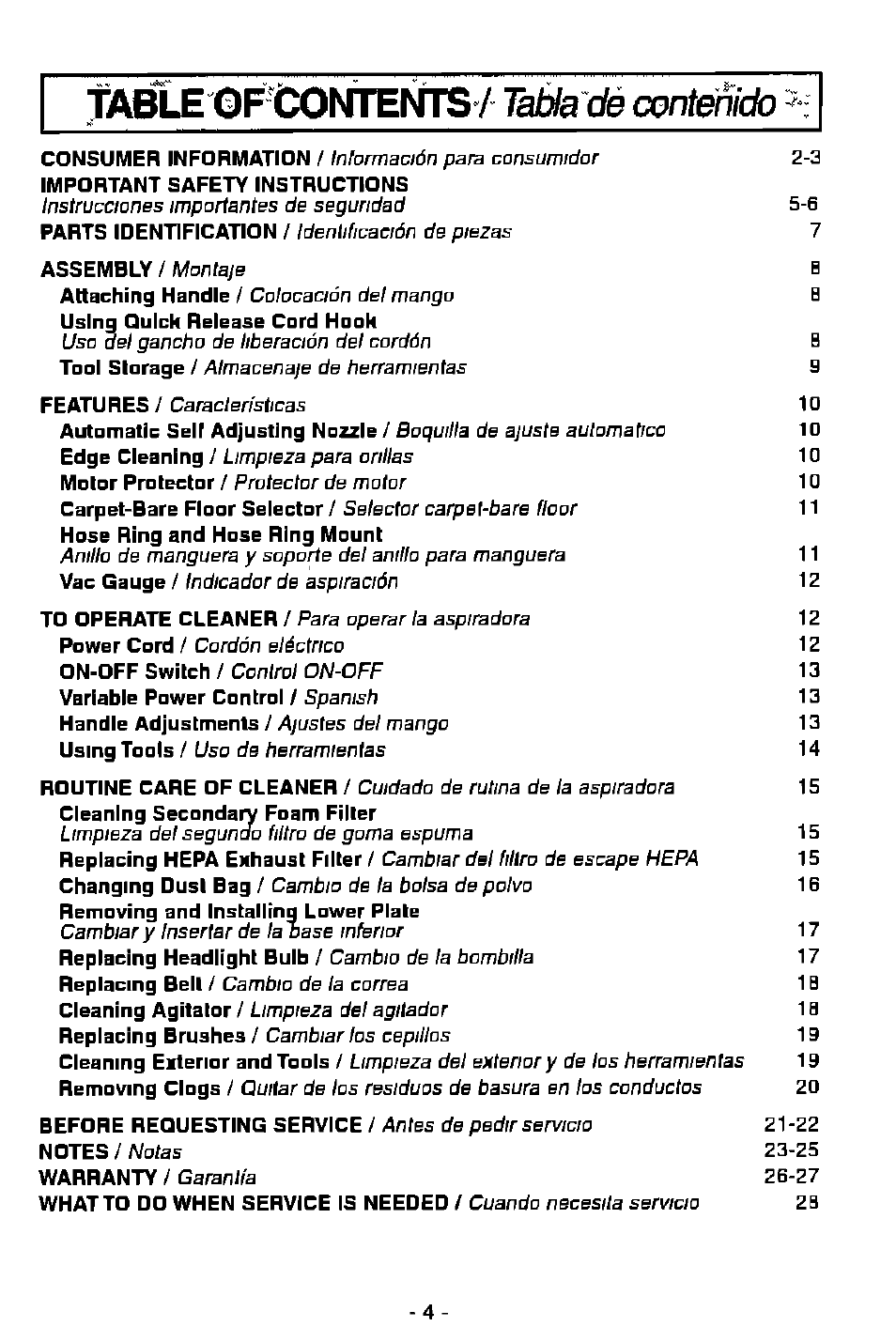 Panasonic MC-V7368 User Manual | Page 4 / 28