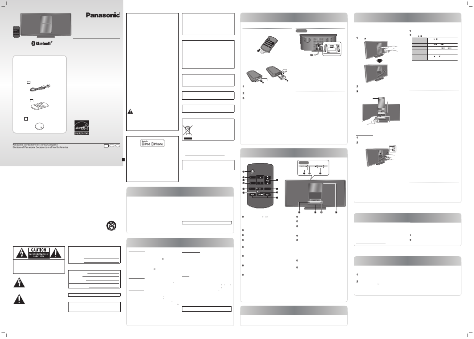 Panasonic BLUETOOTH SC-HC05 User Manual | 2 pages