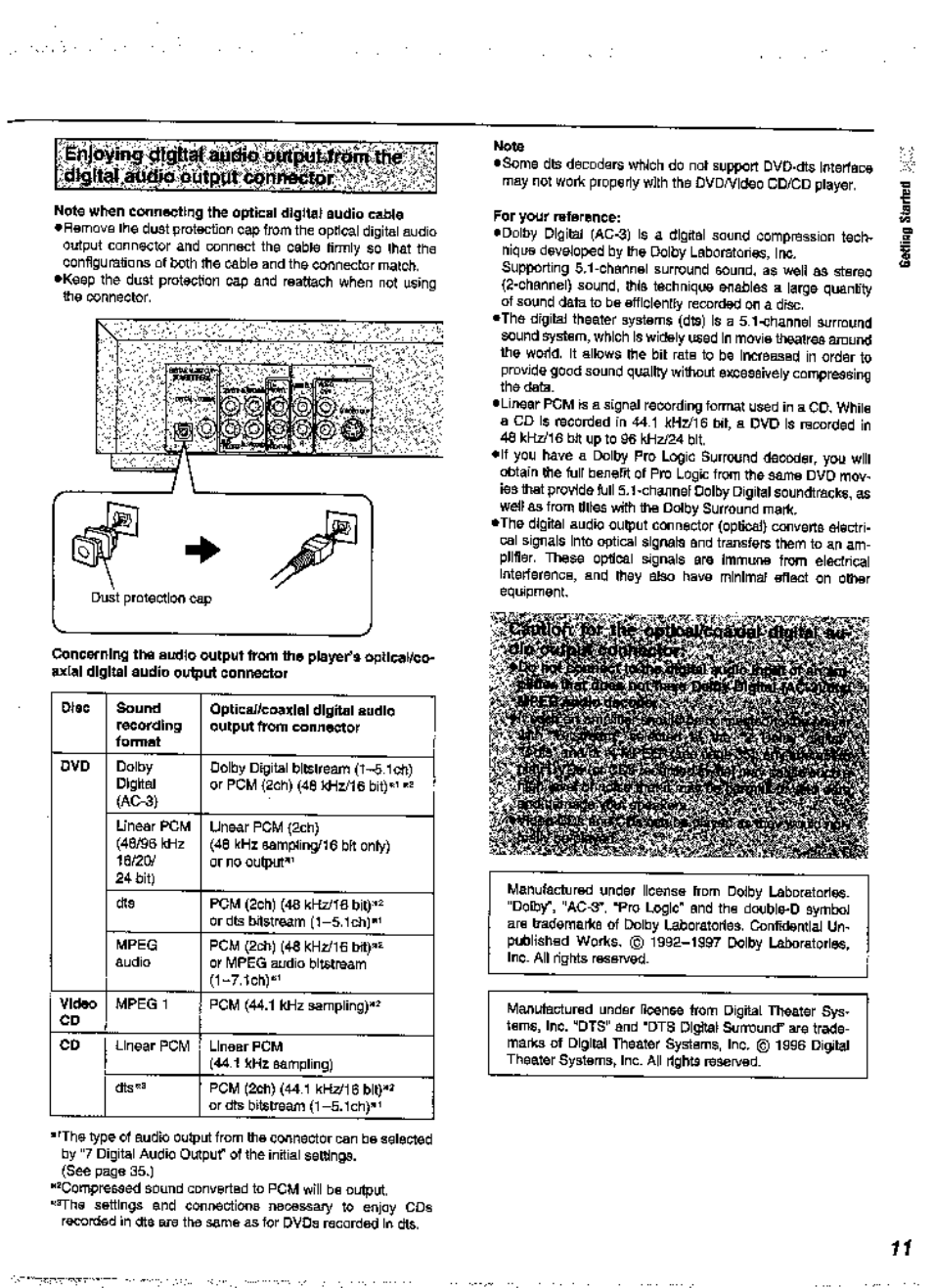 Mote, For your reference | Panasonic DVD-A360A User Manual | Page 11 / 47