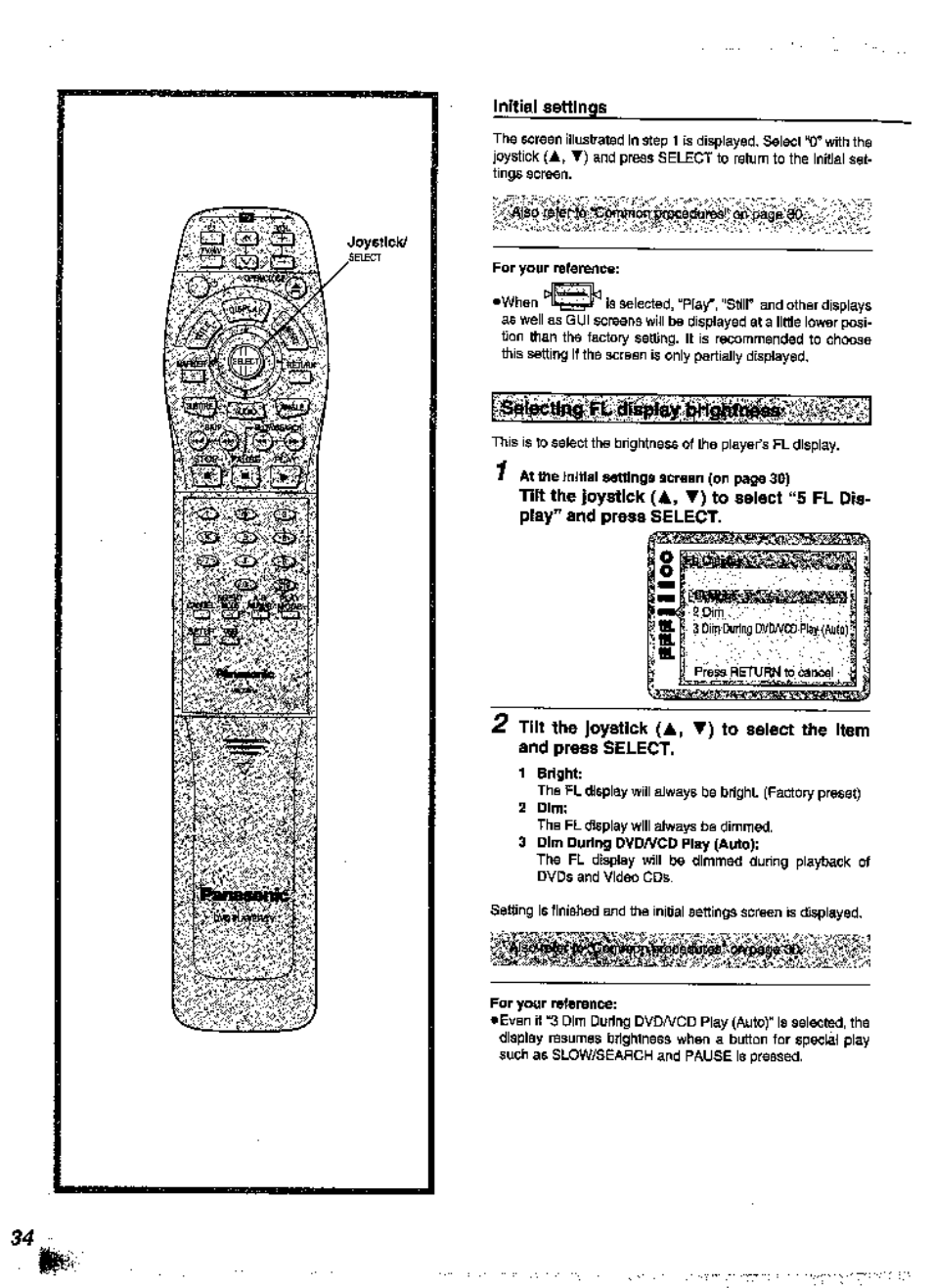 For your reference, 1 bright | Panasonic DVD-A360A User Manual | Page 34 / 47