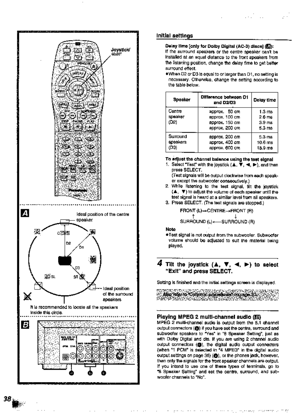 Playing mpeg 2 multi-channel audio | Panasonic DVD-A360A User Manual | Page 38 / 47