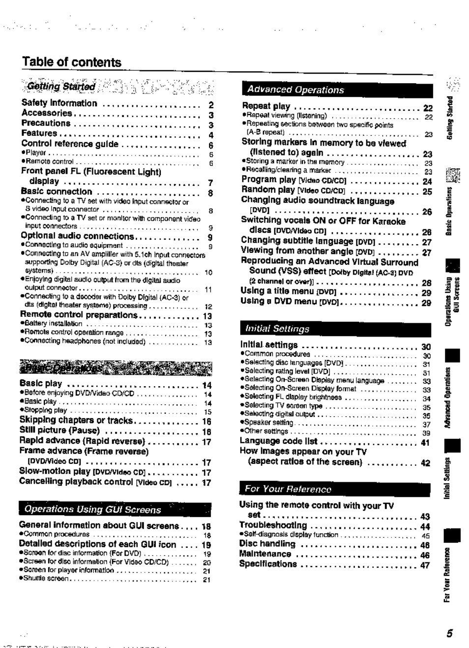 Panasonic DVD-A360A User Manual | Page 5 / 47
