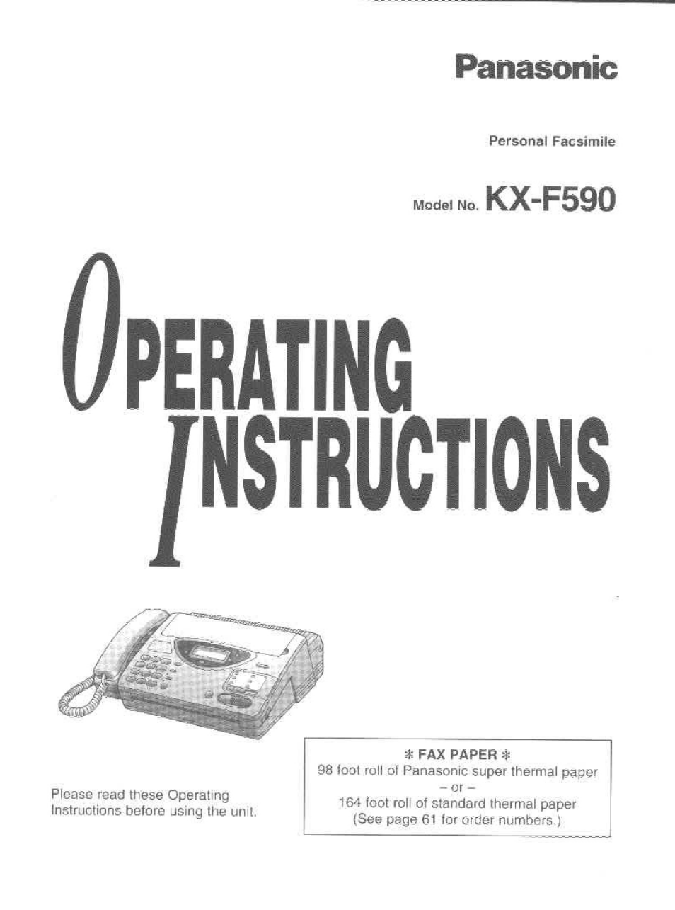 Panasonic KX-F590 User Manual | 68 pages