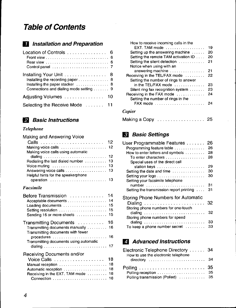 Panasonic KX-F590 User Manual | Page 4 / 68