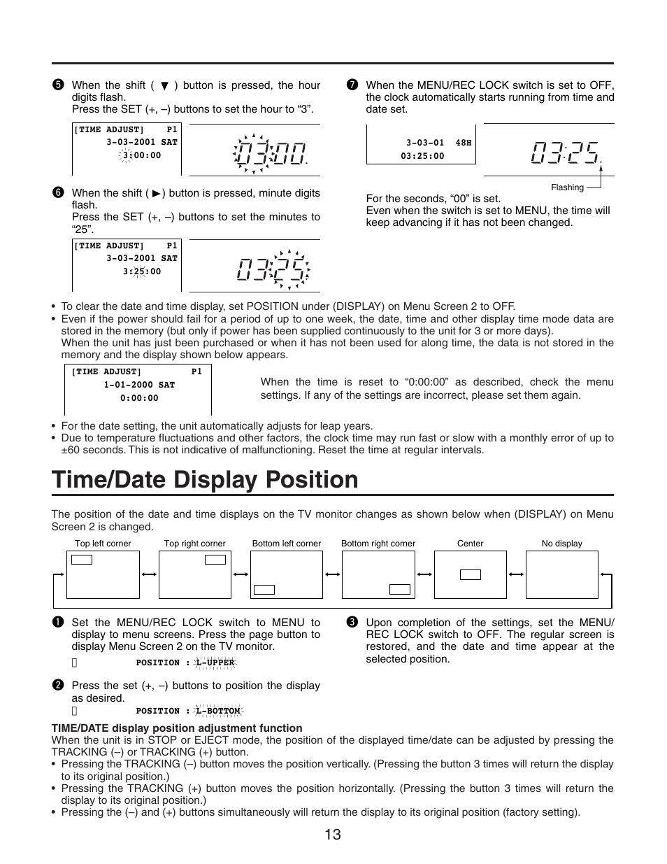 Time/date display position | Panasonic AG-RT850P User Manual | Page 13 / 32
