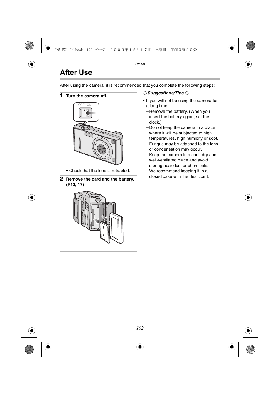 After use | Panasonic DMC-FX1GN User Manual | Page 102 / 120