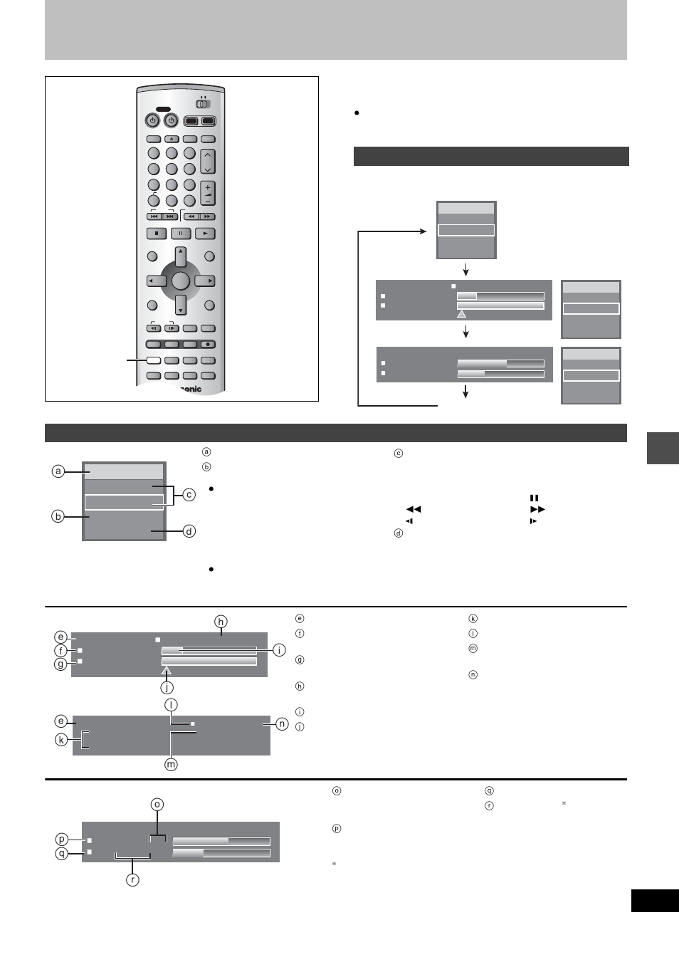 On-screen displays, Press [status, Changing the information displayed | Display examples, Ab c, Em n, P q o r | Panasonic DMR-E80H User Manual | Page 43 / 64