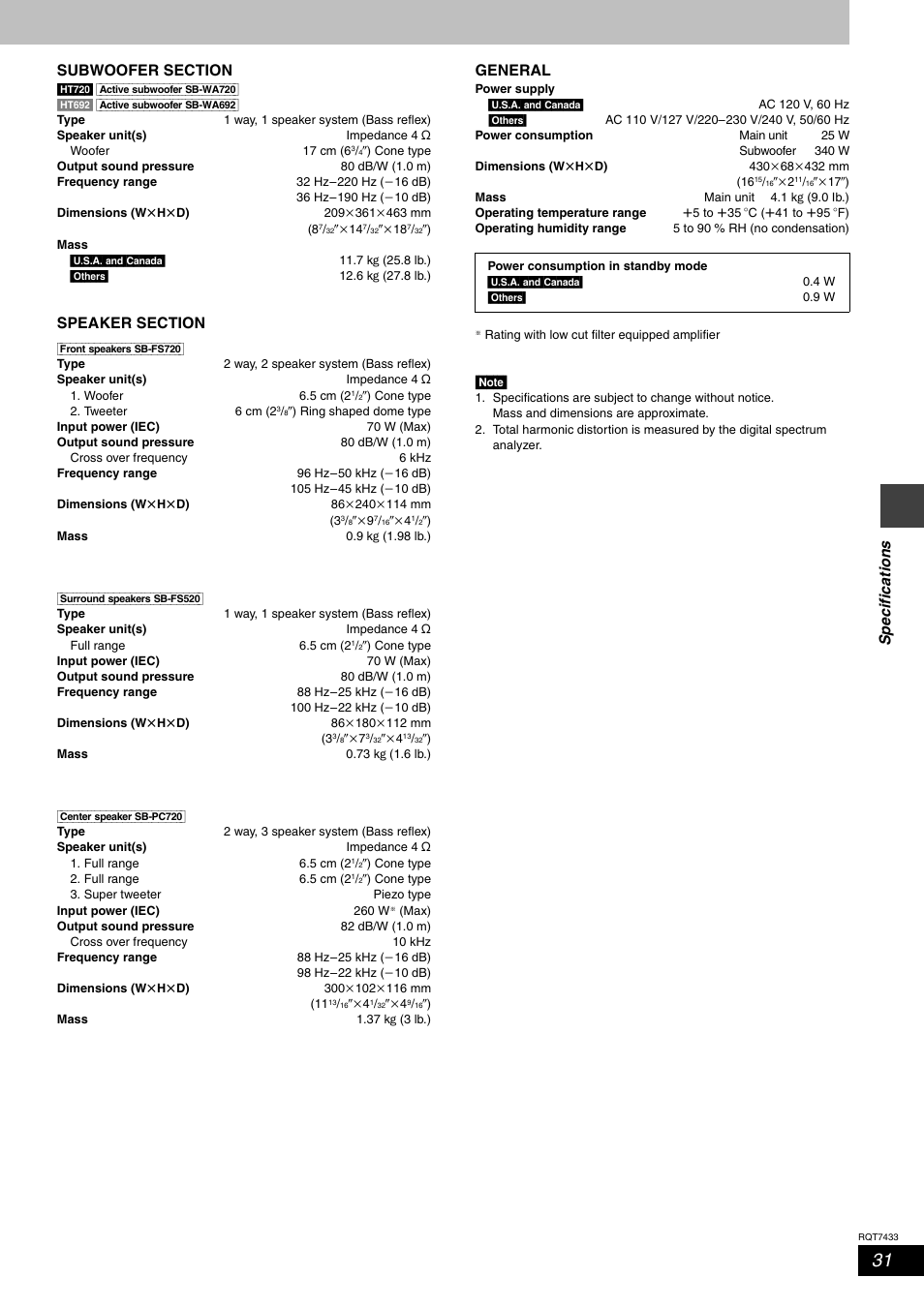 General | Panasonic SC-HT692 User Manual | Page 31 / 36