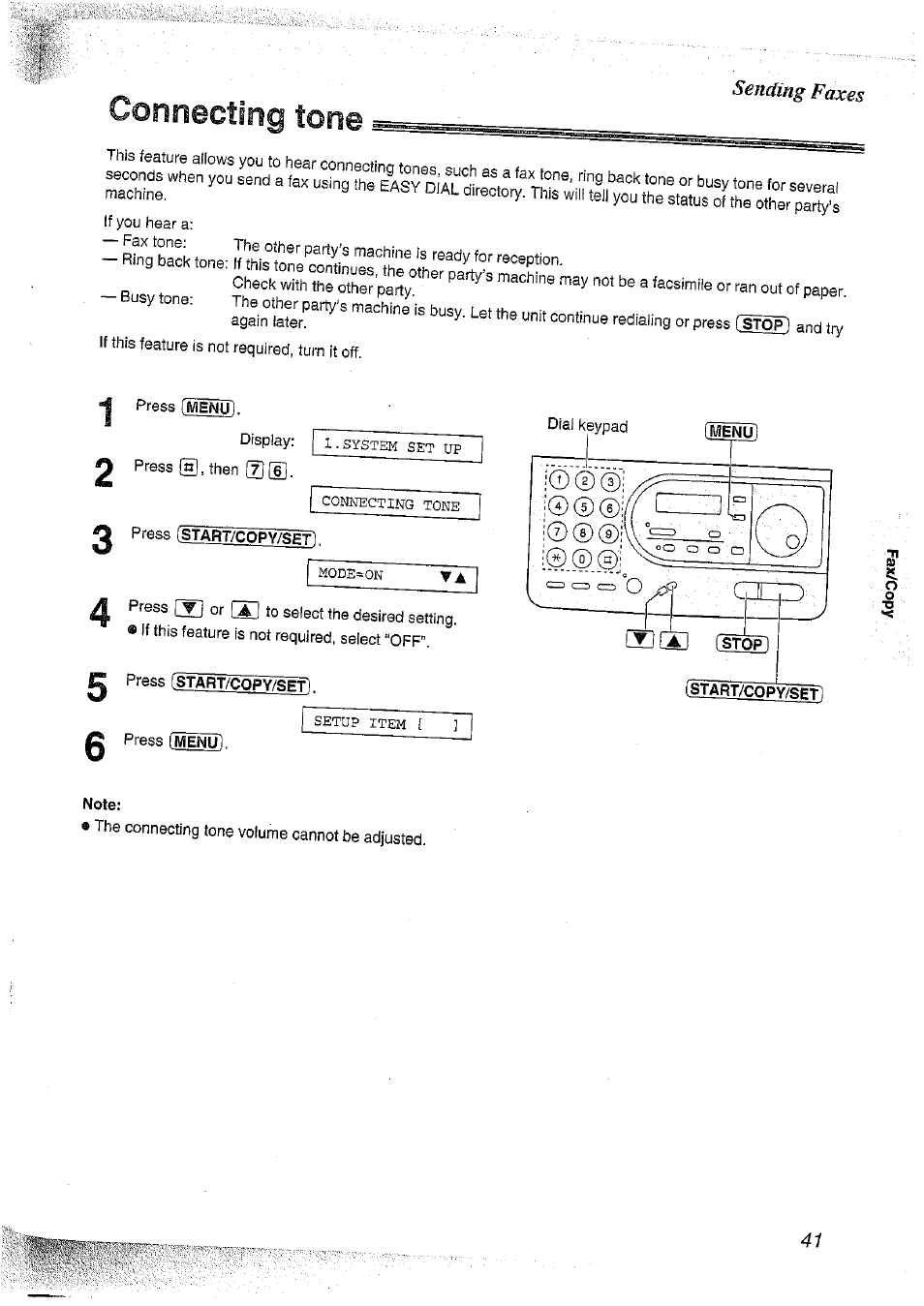 Connecting tone | Panasonic KX-FT37NZ User Manual | Page 41 / 96