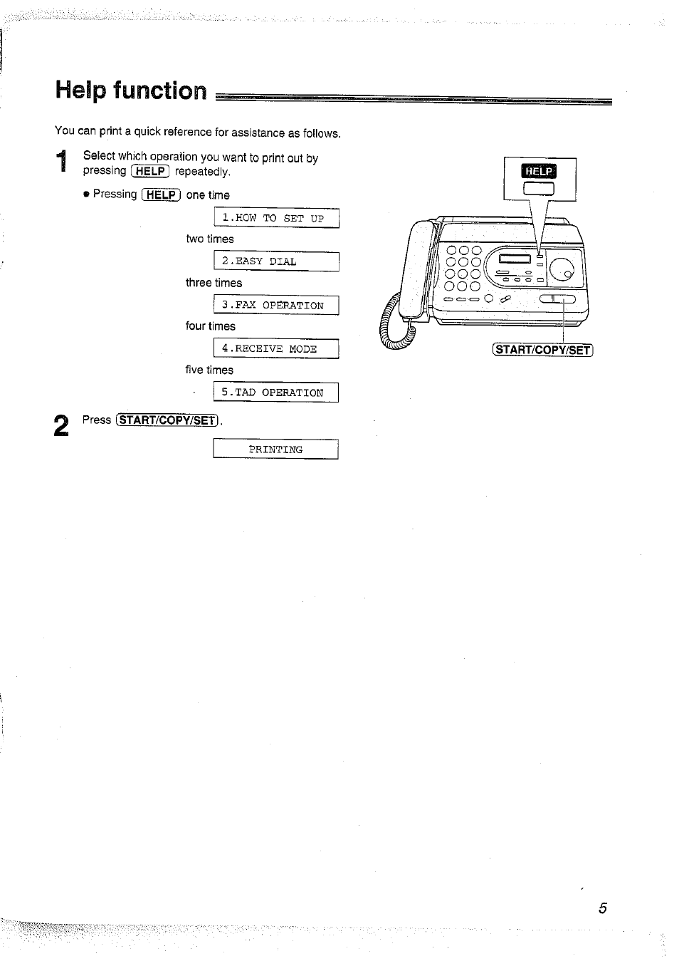 Help function | Panasonic KX-FT37NZ User Manual | Page 5 / 96
