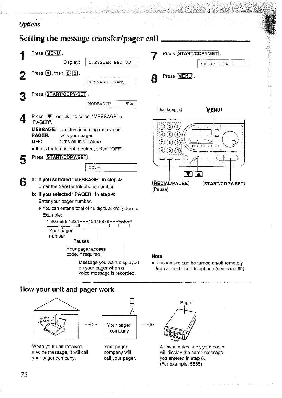Options | Panasonic KX-FT37NZ User Manual | Page 72 / 96