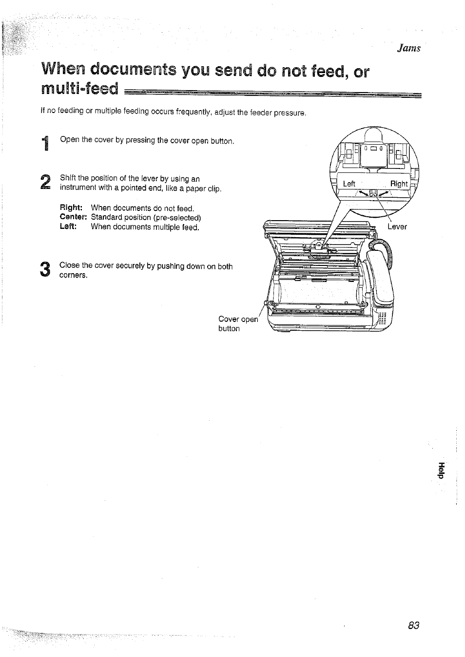 When documents you send do not feed, or musti-feed | Panasonic KX-FT37NZ User Manual | Page 83 / 96