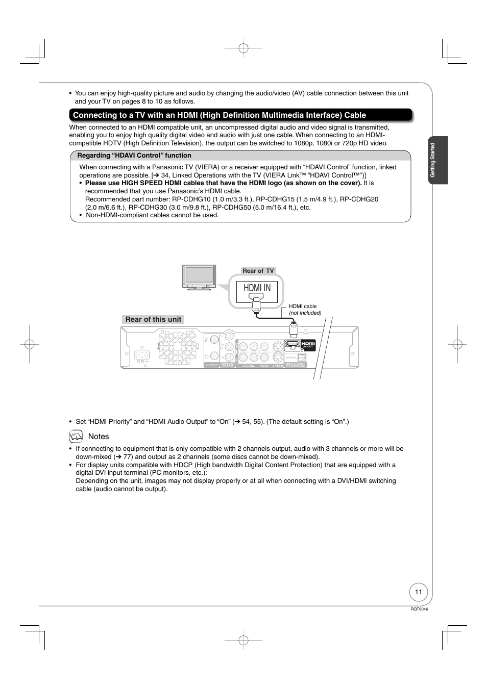 Hdmi in | Panasonic DMR-EZ28 User Manual | Page 11 / 84