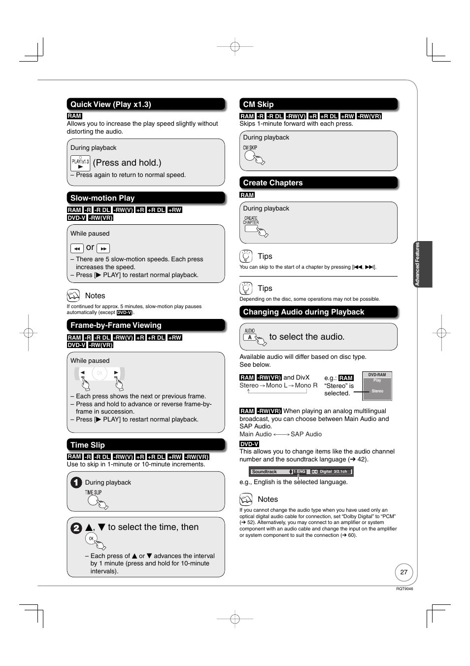 Press and hold.), E, r to select the time, then | Panasonic DMR-EZ28 User Manual | Page 27 / 84
