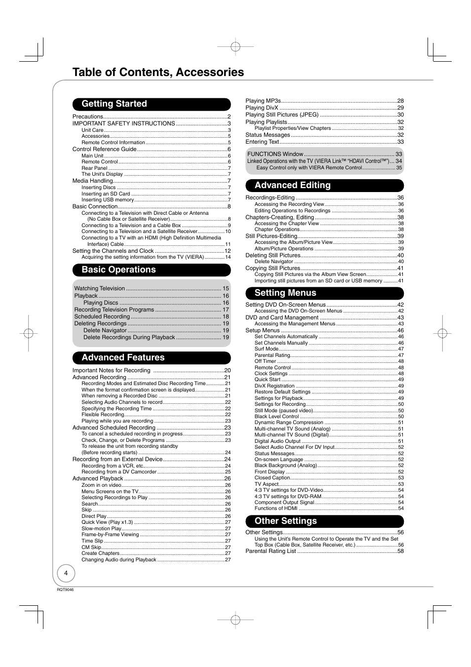 Panasonic DMR-EZ28 User Manual | Page 4 / 84