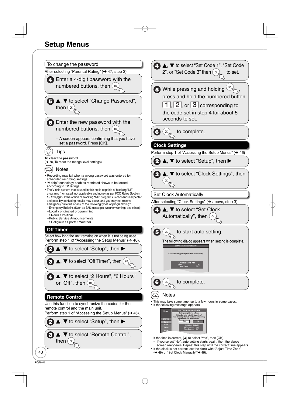 Setup menus | Panasonic DMR-EZ28 User Manual | Page 48 / 84