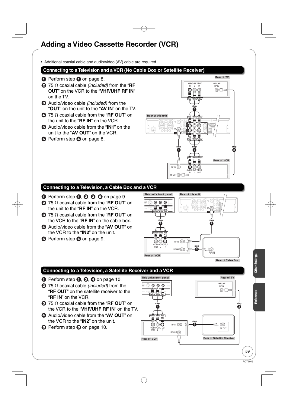 Reference, Adding a video cassette recorder (vcr) | Panasonic DMR-EZ28 User Manual | Page 59 / 84