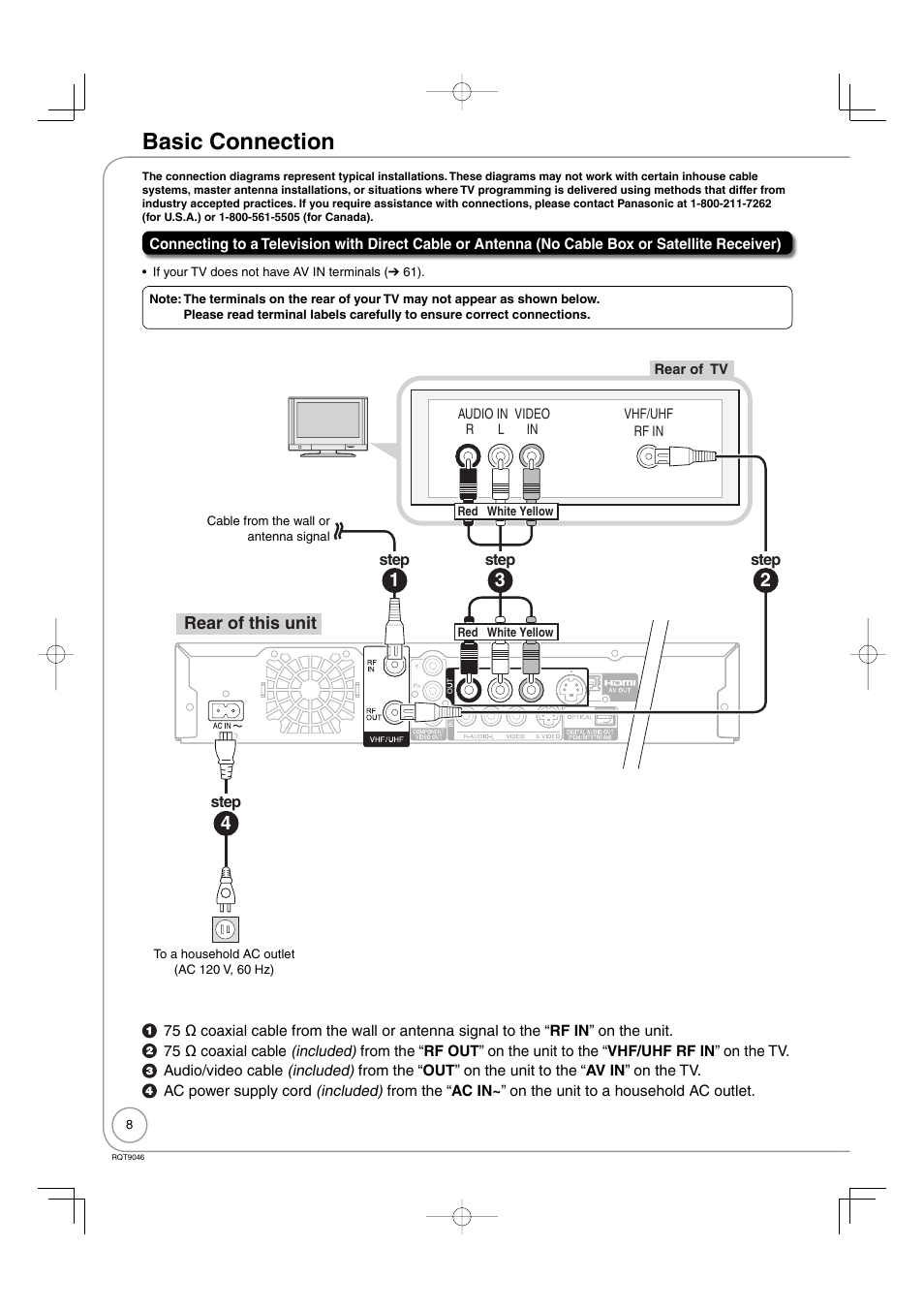 Basic connection | Panasonic DMR-EZ28 User Manual | Page 8 / 84