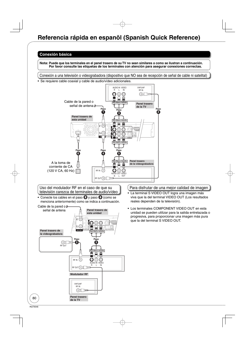 Conexión básica, Para disfrutar de una mejor calidad de imagen | Panasonic DMR-EZ28 User Manual | Page 80 / 84