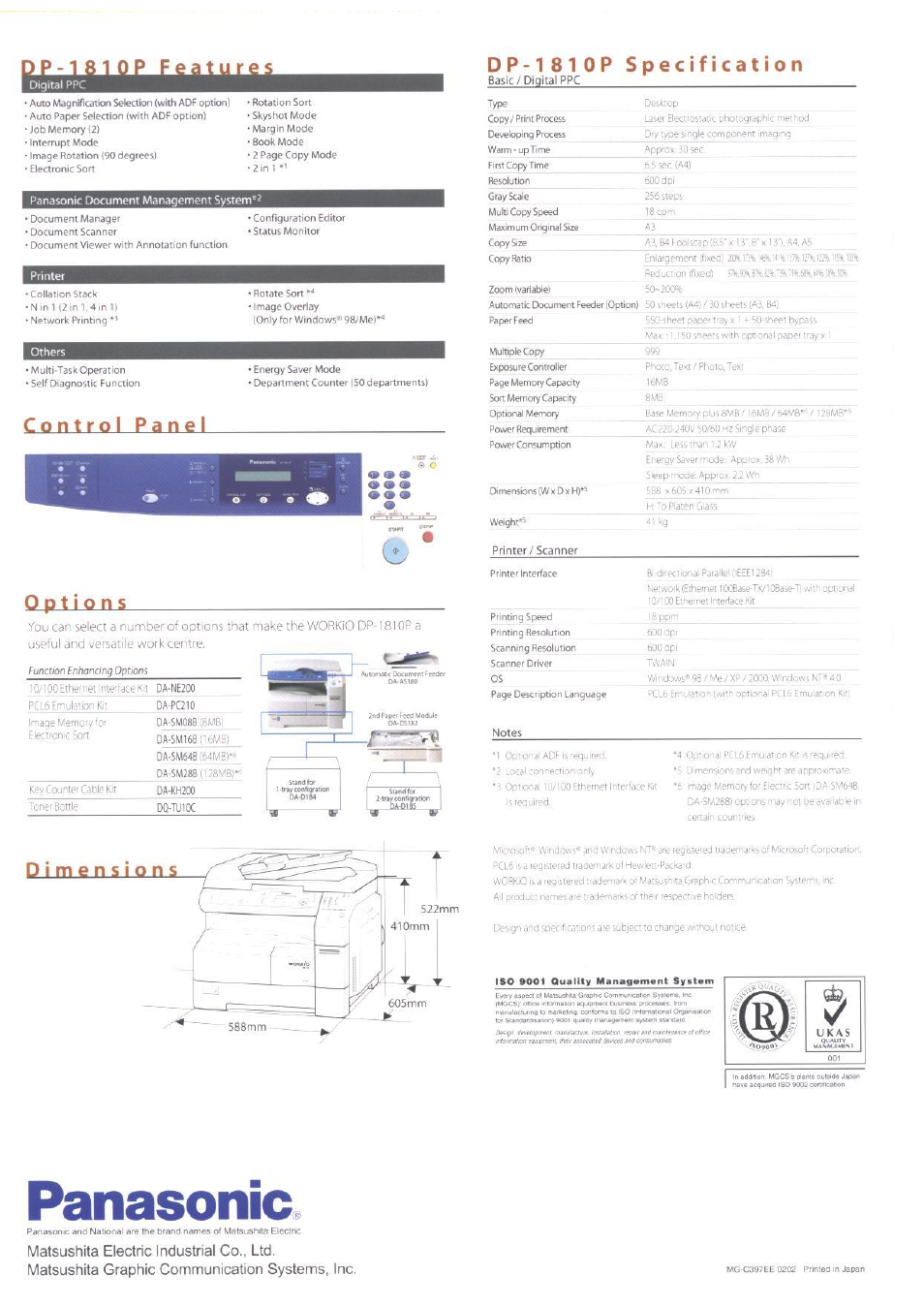 Panasonic, Select, Versatile | Panasonic DP-1810P User Manual | Page 4 / 4