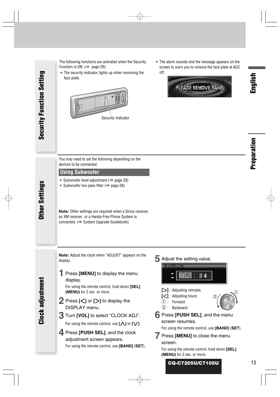 English | Panasonic CQ-C7105U User Manual | Page 13 / 68